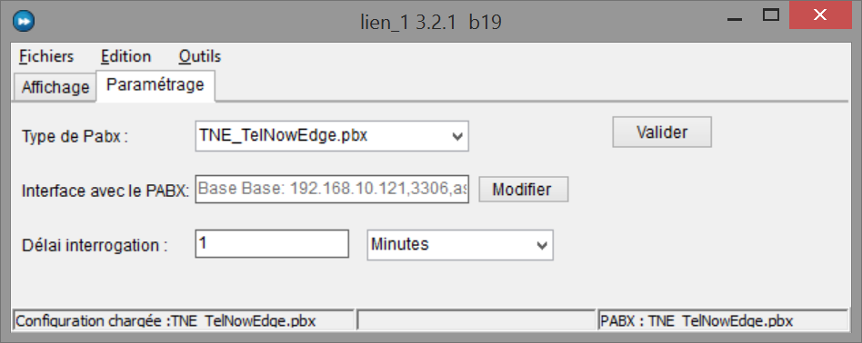AxLien : type de PBX TNE_TelNowEdge.pbx et interface en base de données
